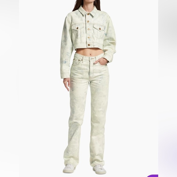 Re/done 90's Acid Wash white bleached relaxed Straight-Leg Jeans size 23 - Picture 5 of 13